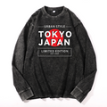 Tokyo Japan Vintage Cotton Wash Crewneck Long-Sleeve T-Shirt
