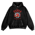 Osaka Dotonbori Drunken Octopus Vintage Washed Thick Cotton Hoodie