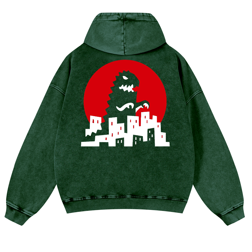 Kaiju Vintage Washed Cotton Back Art Hoodie