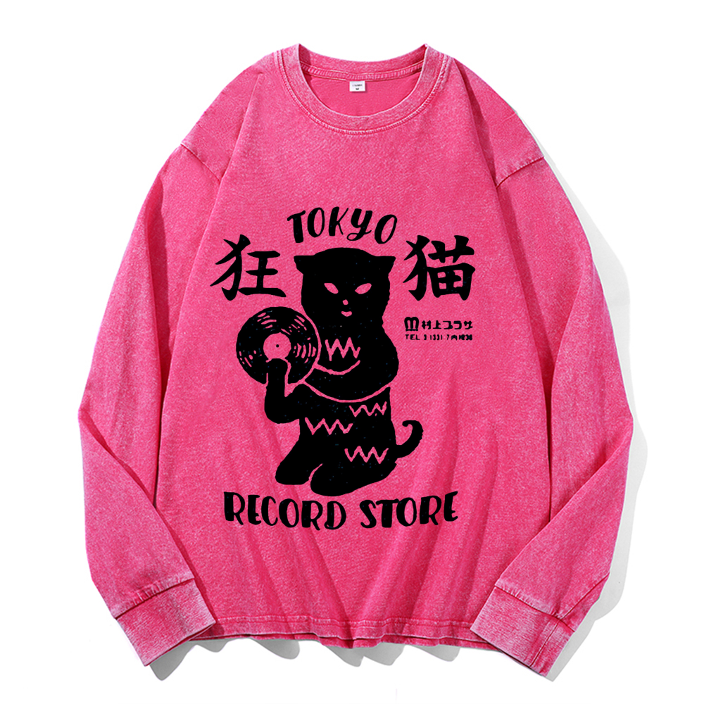 Vintage Cotton Wash Crewneck Long-Sleeve T-Shirt