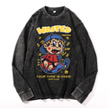Wasted Vintage Cotton Wash Crewneck Long-Sleeve T-Shirt
