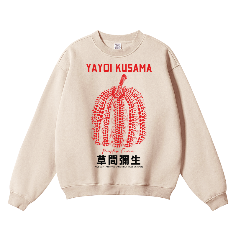 Yayoi Kusama Pumpkin Vintage Cotton Blend Crewneck Sweatshirt