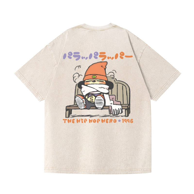 PaRappa the Rapper Vintage Wash Japanese Design Back Art T-Shirt