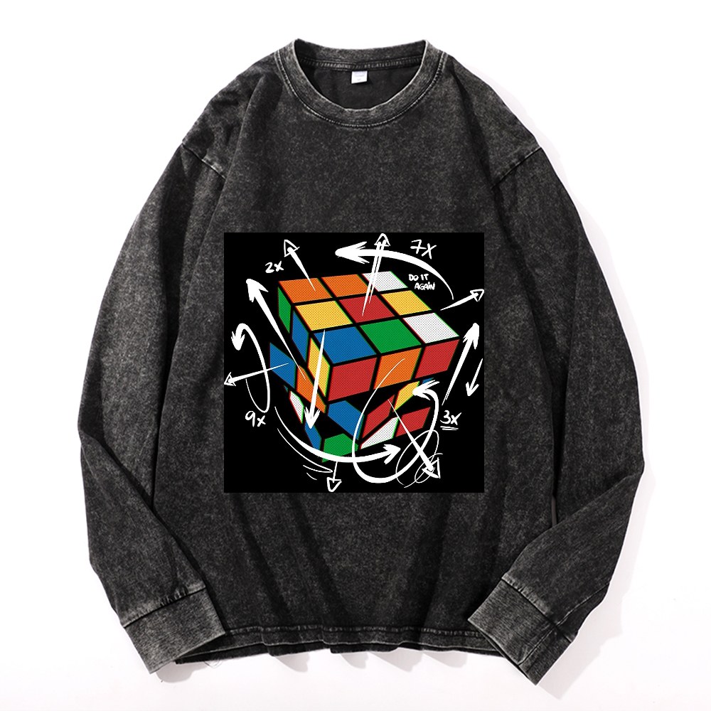 Vintage Cotton Wash Crewneck Long-Sleeve T-Shirt
