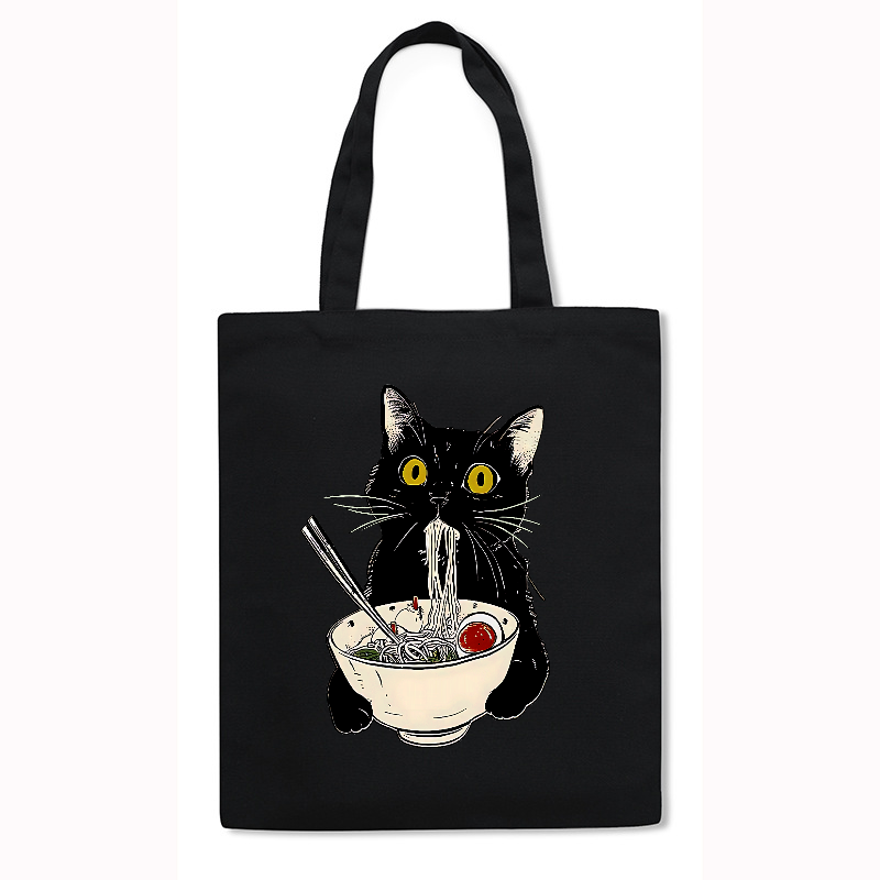 Ramen Cat Japanese Style Canvas Tote Bag