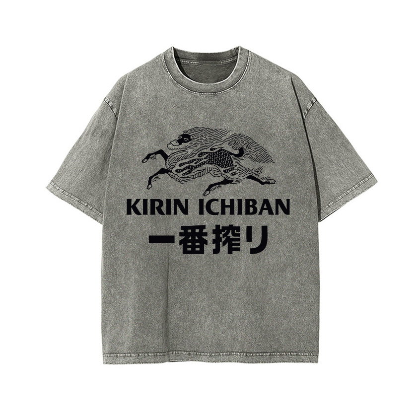 Kirin Ichiban Brewery Beer Vintage Wash Japanese Design T-Shirt