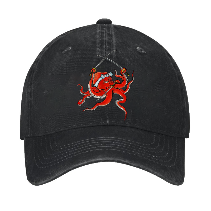 Samurai Octopus Vintage Cotton Cap