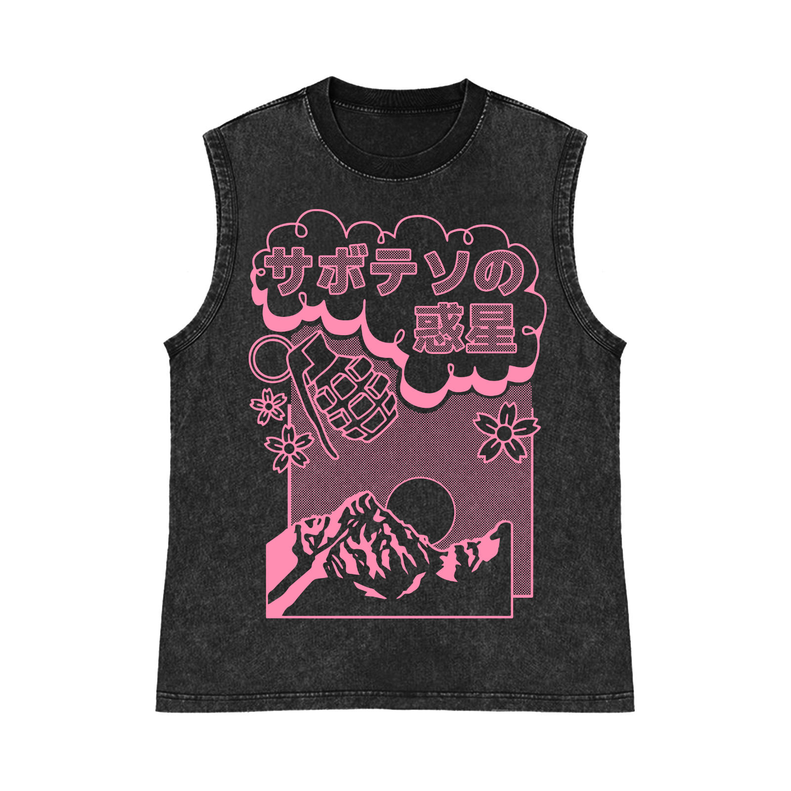 Sakura Pure Cotton Wash-Dyed Sleeveless Tank Top