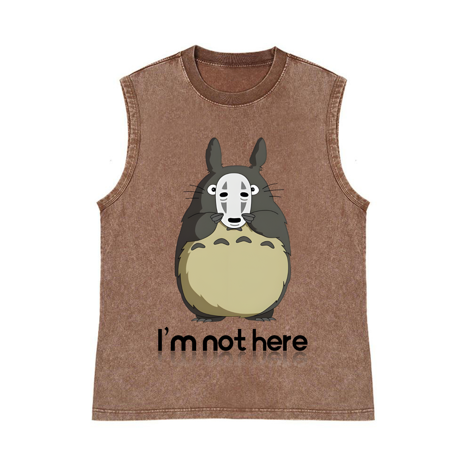 Ghibli Totoro No Face kaonashi Pure Cotton Wash-Dyed Sleeveless Tank Top