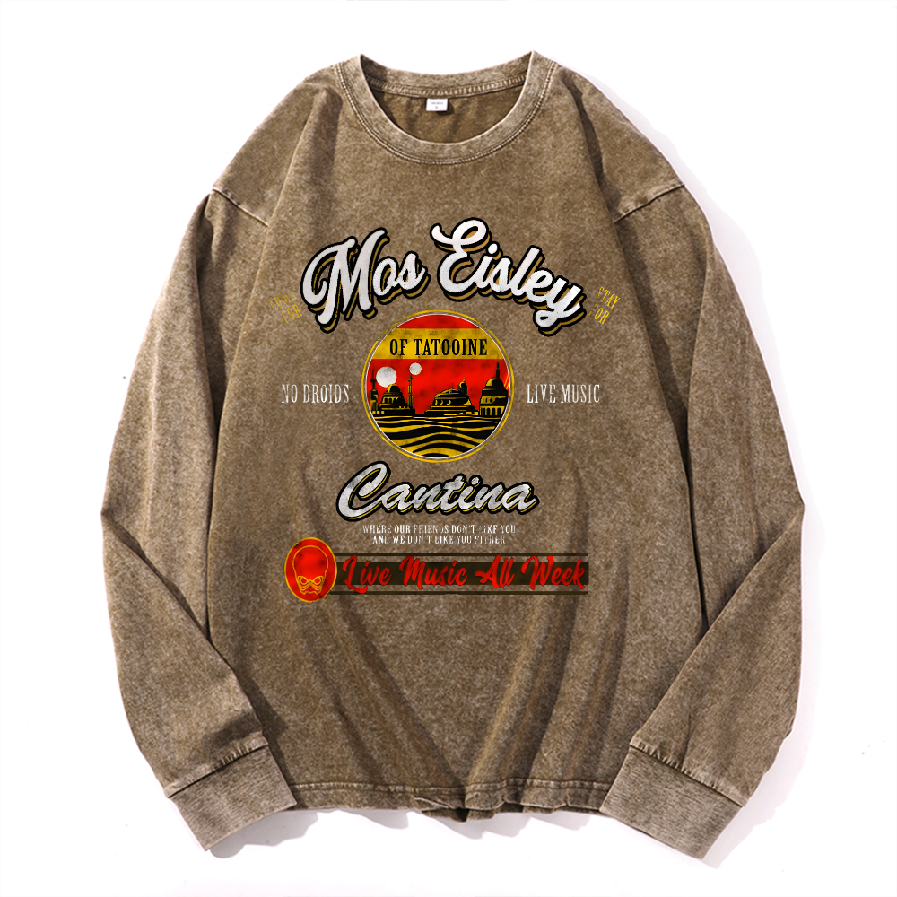 Mos Eisley Cantina Vintage Cotton Wash Crewneck Long-Sleeve T-Shirt