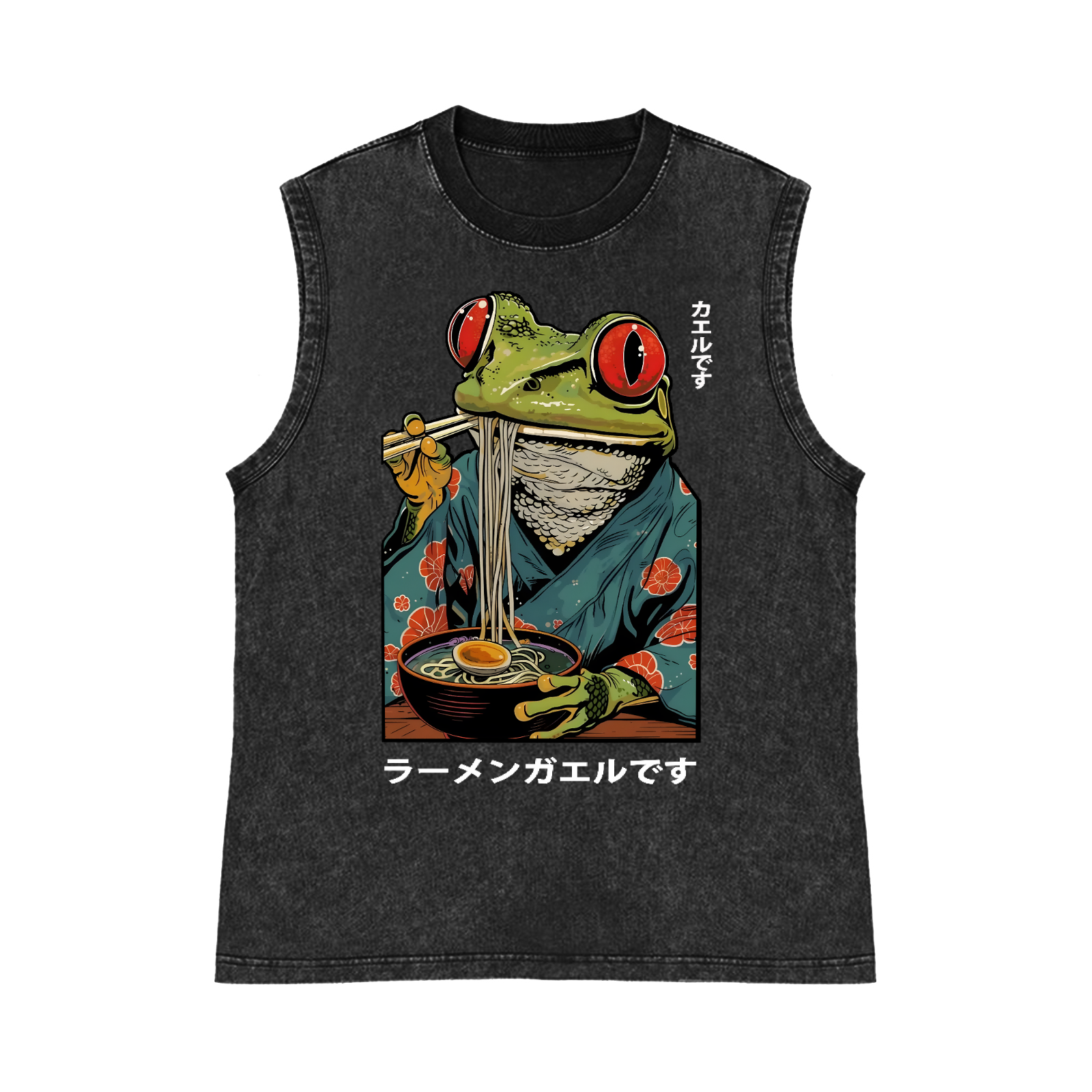 Frog Ramen Pure Cotton Wash-Dyed Sleeveless Tank Top