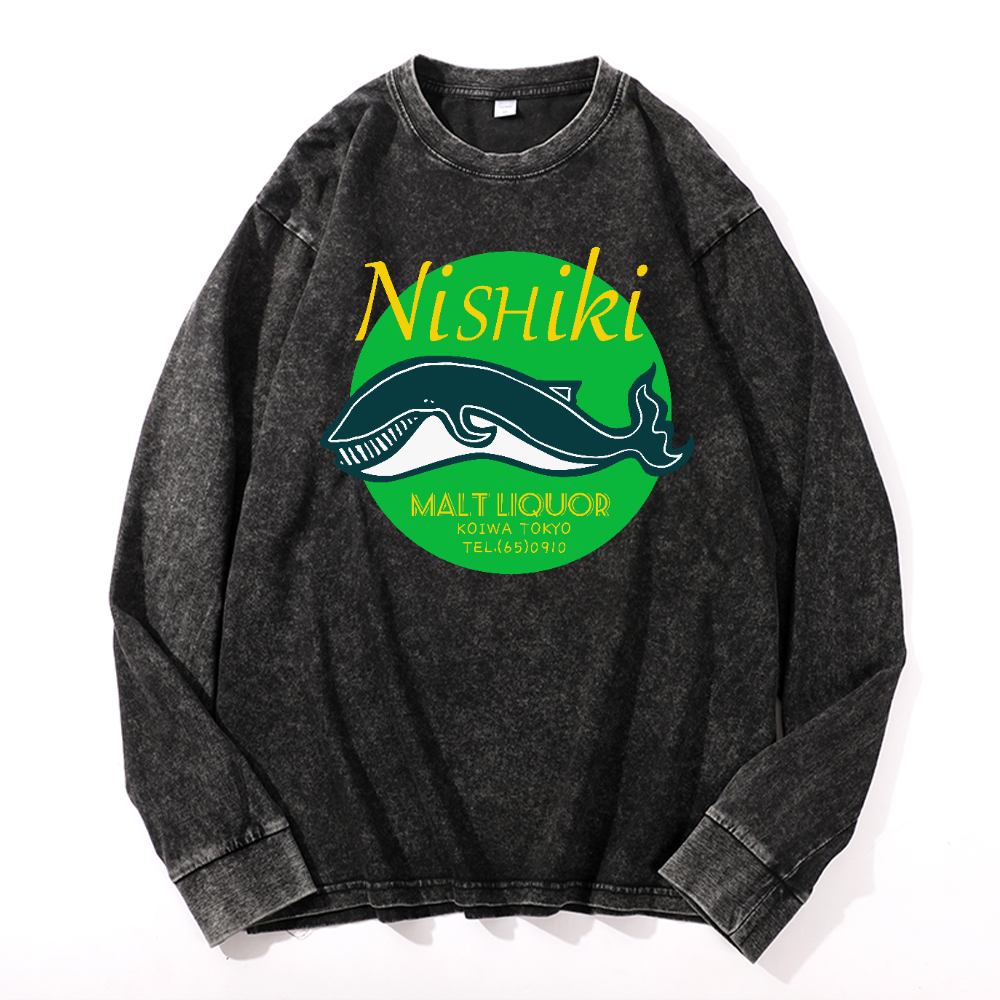 Nishiki Vintage Cotton Wash Crewneck Long-Sleeve T-Shirt