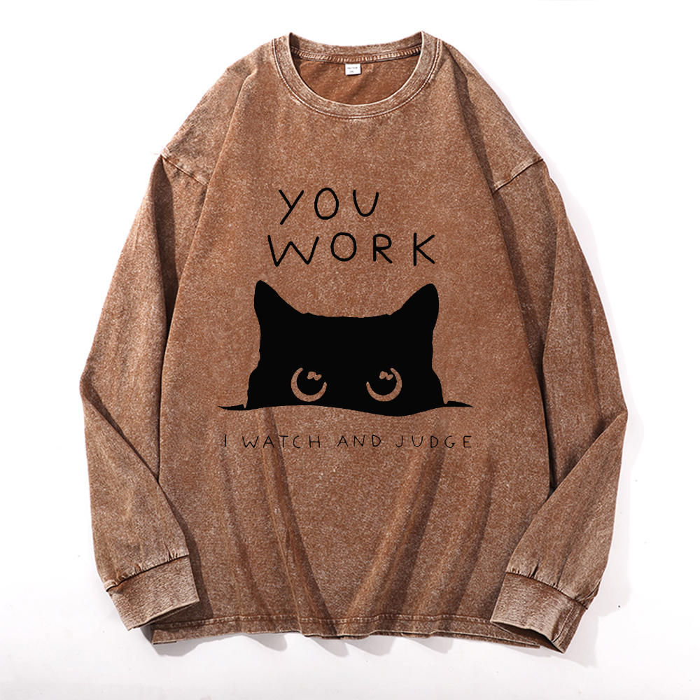 Vintage Cotton Wash Crewneck Long-Sleeve T-Shirt