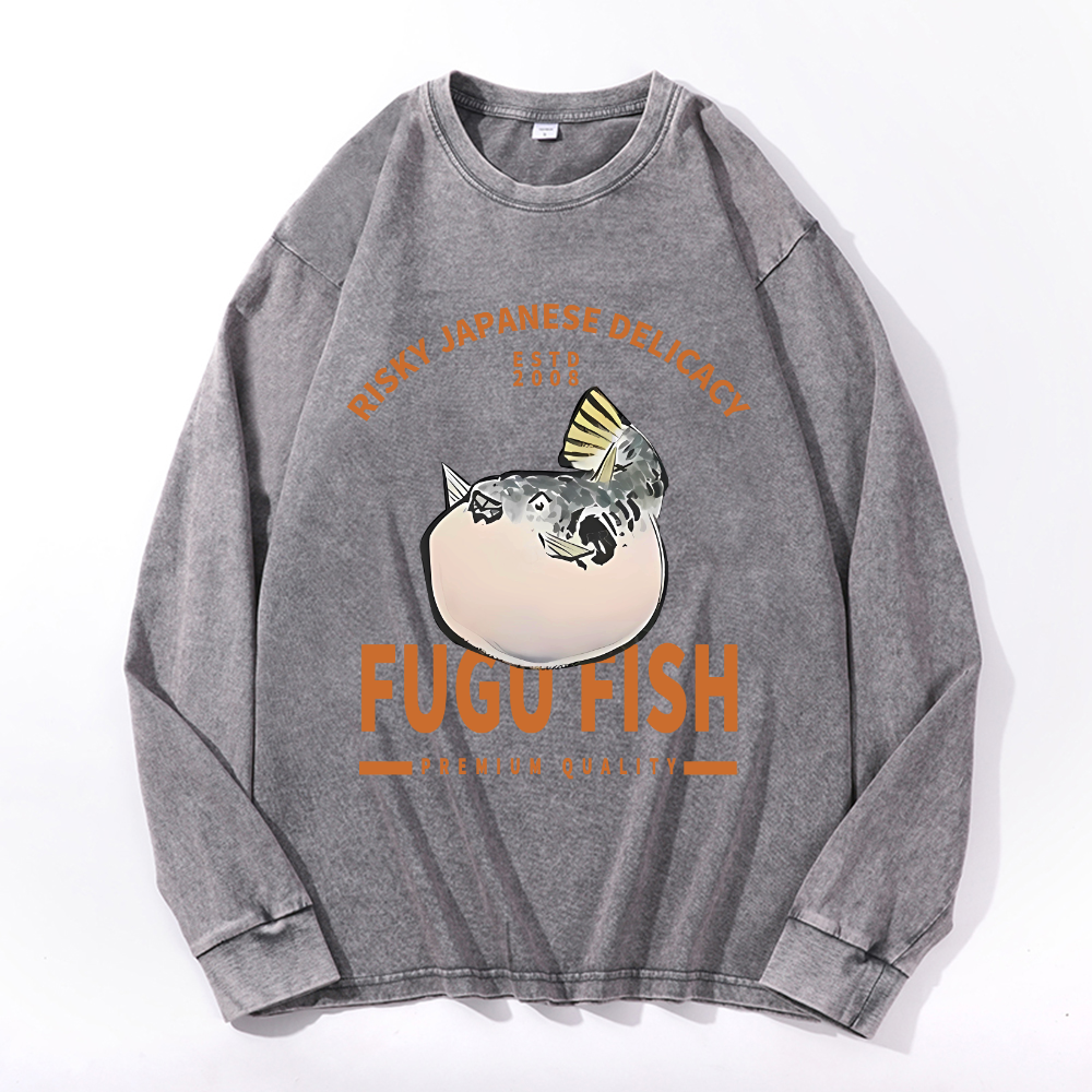 Vintage Cotton Wash Crewneck Long-Sleeve T-Shirt