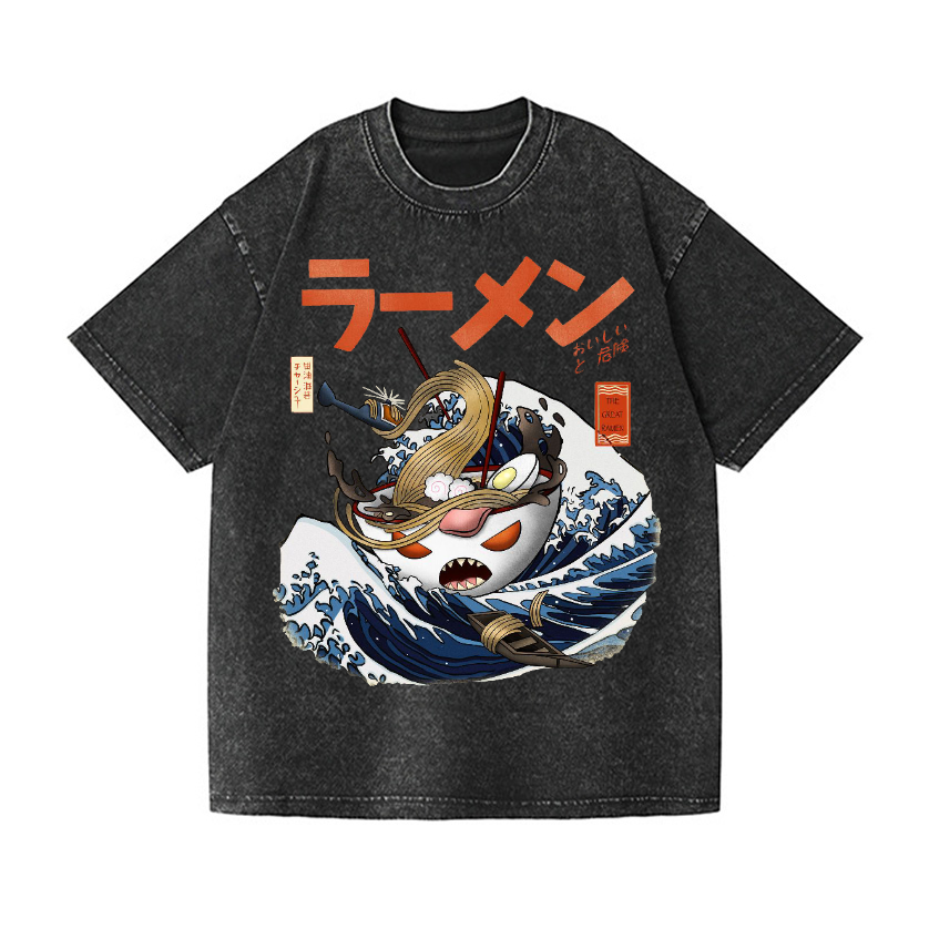 Ramen Wave Vintage Wash Japanese Design T-Shirt
