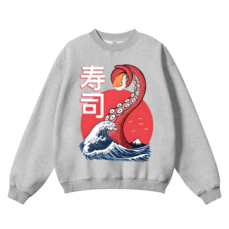 Sushi Octopus Vintage Cotton Blend Crewneck Sweatshirt