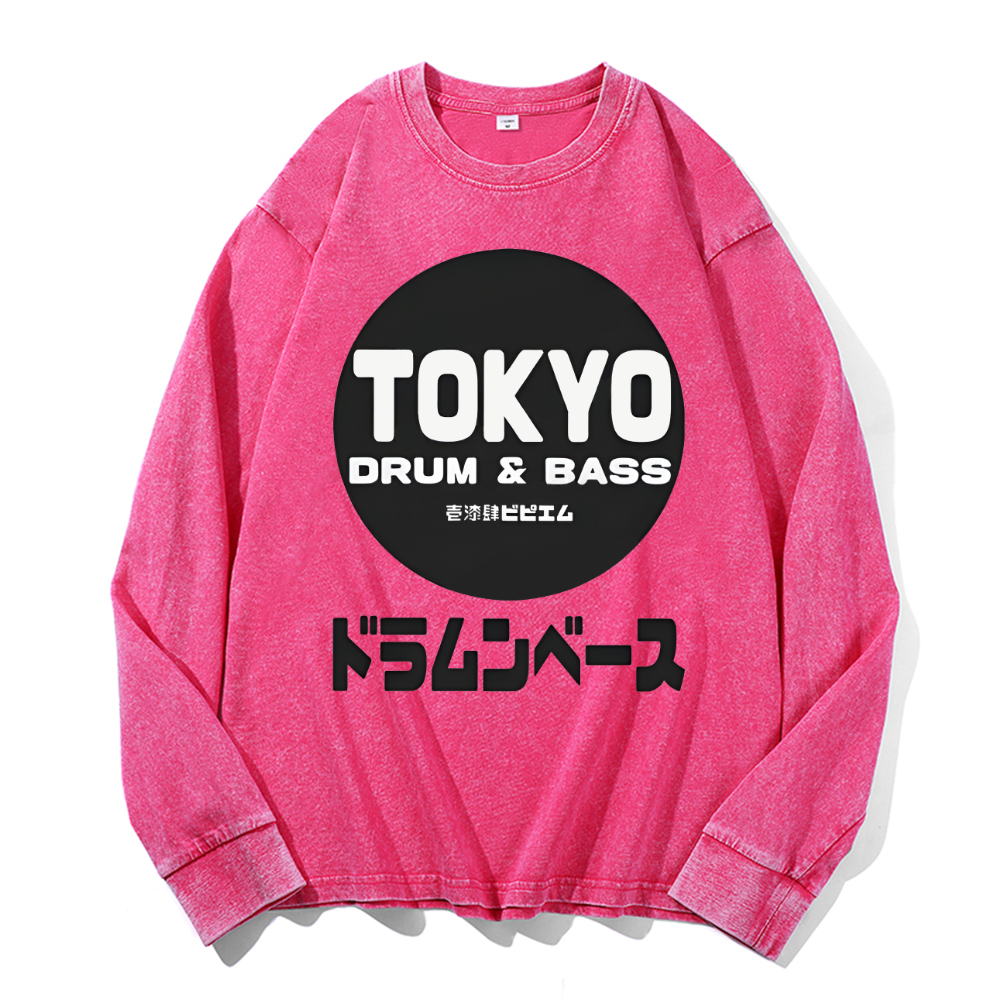 Tokyo Vintage Cotton Wash Crewneck Long-Sleeve T-Shirt
