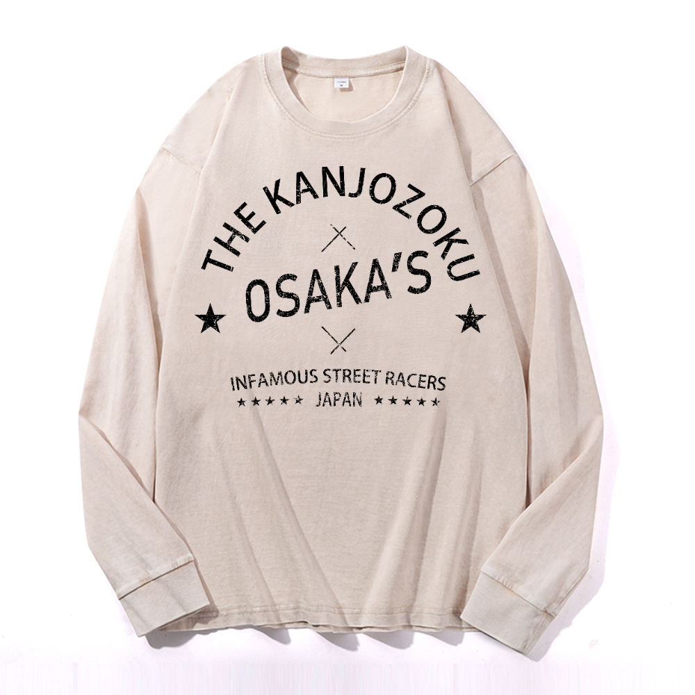 Osaka Vintage Cotton Wash Crewneck Long-Sleeve T-Shirt