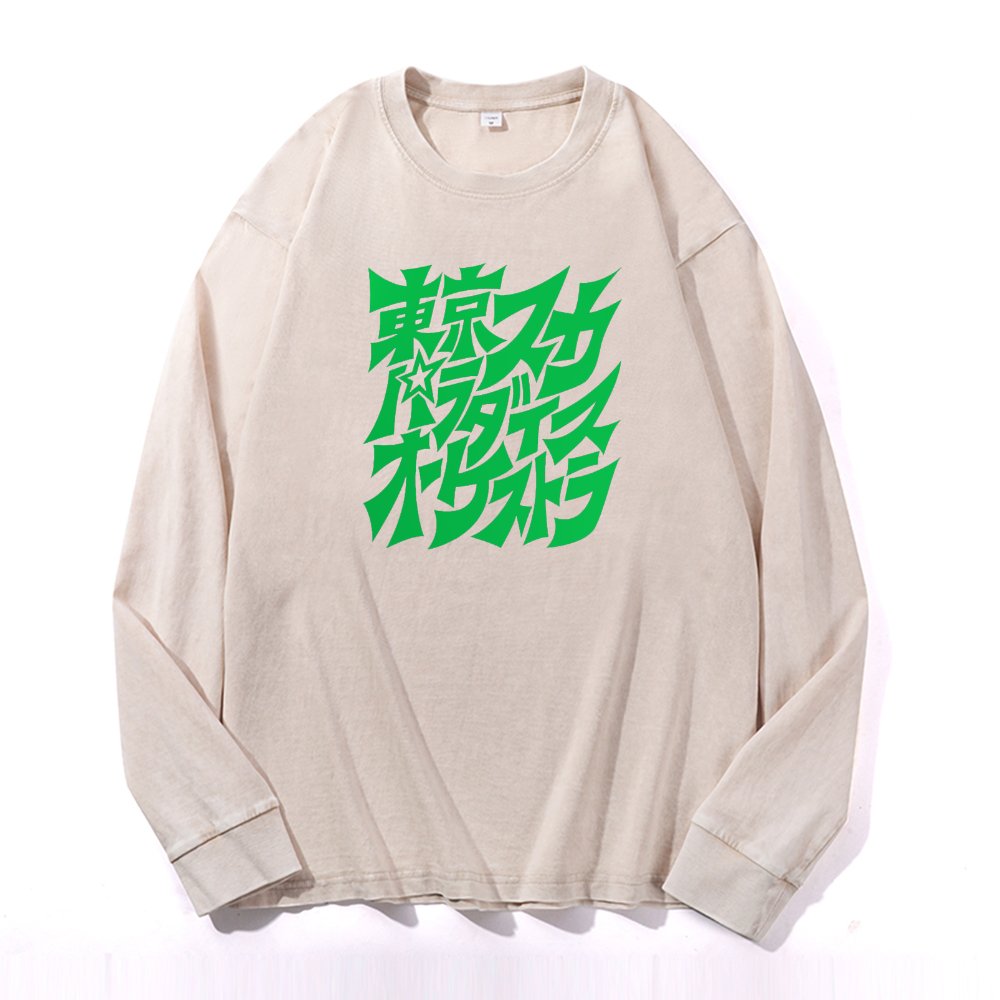 Vintage Cotton Wash Crewneck Long-Sleeve T-Shirt