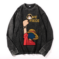 Vintage Cotton Wash Crewneck Long-Sleeve T-Shirt