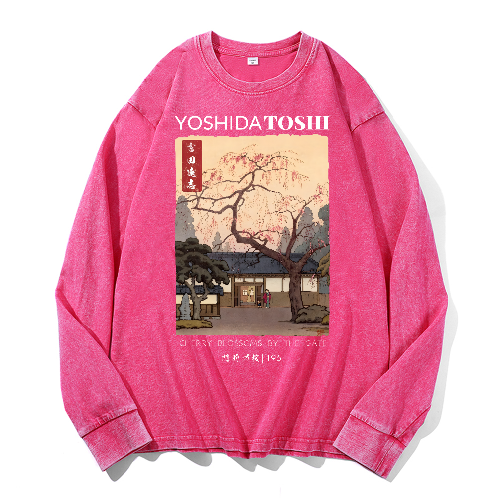 Yoshida Toshi Vintage Cotton Wash Crewneck Long-Sleeve T-Shirt