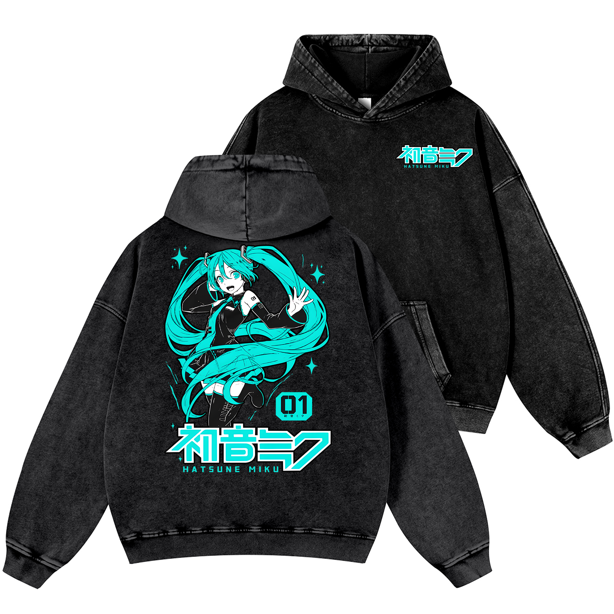 Hatsune Miku Vintage Washed Cotton Back Art Hoodie