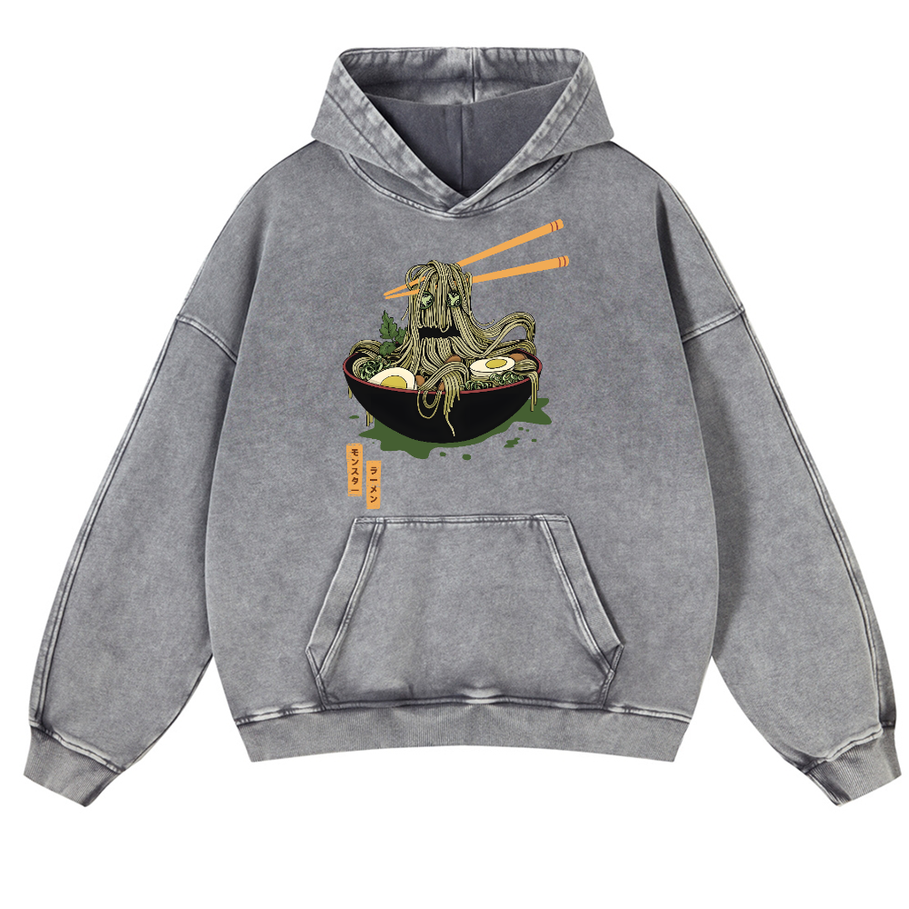 Monster Ramen Vintage Washed Thick Cotton Hoodie