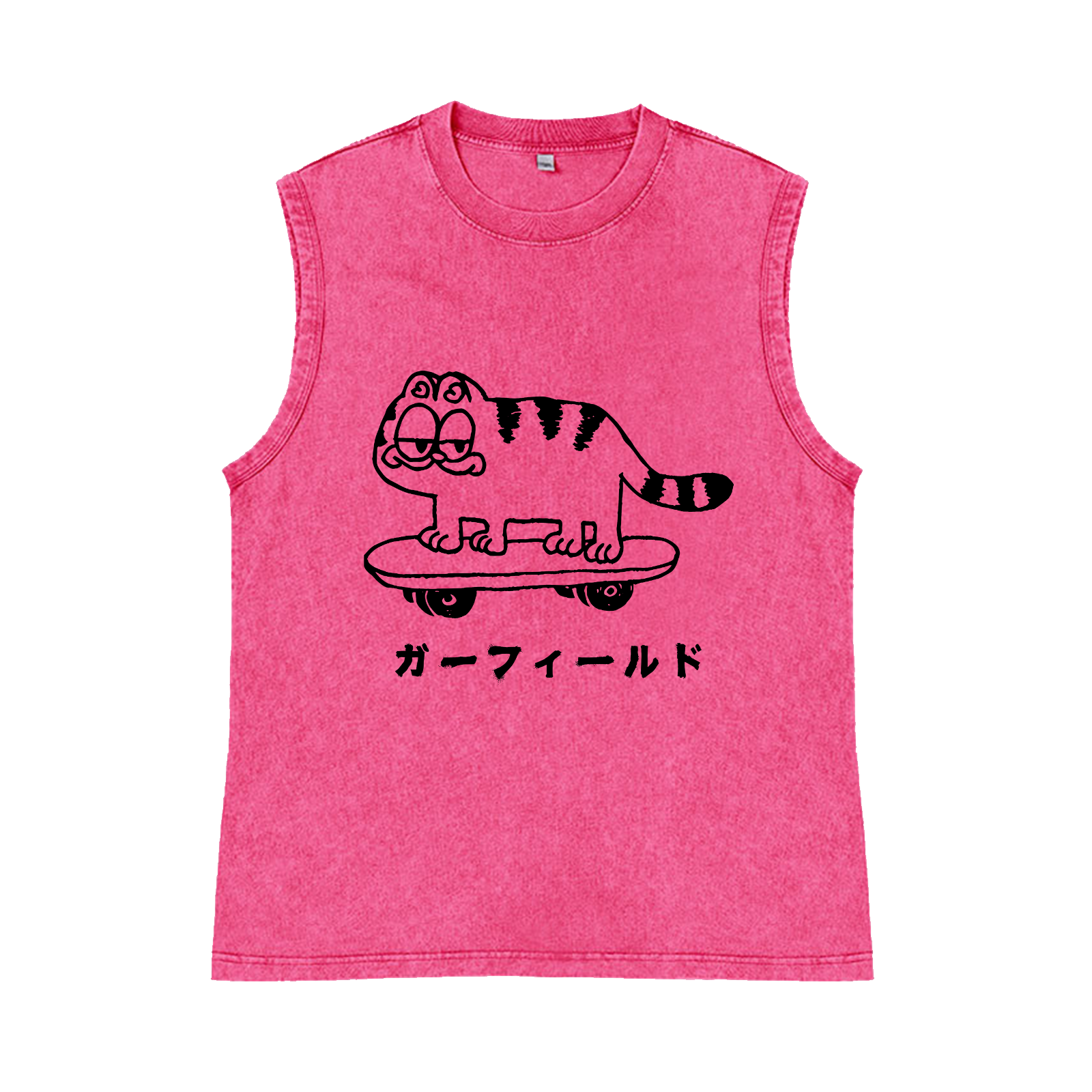 Garfield Cat Pure Cotton Wash-Dyed Sleeveless Tank Top