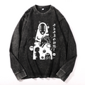 Ghibli No Face Kaonashi Vintage Cotton Wash Long-sleeve T-shirt