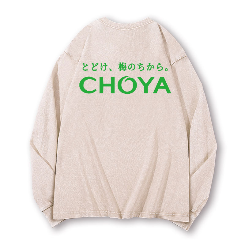Choya Vintage Washed Cotton Back Art Long-sleeve T-shirt