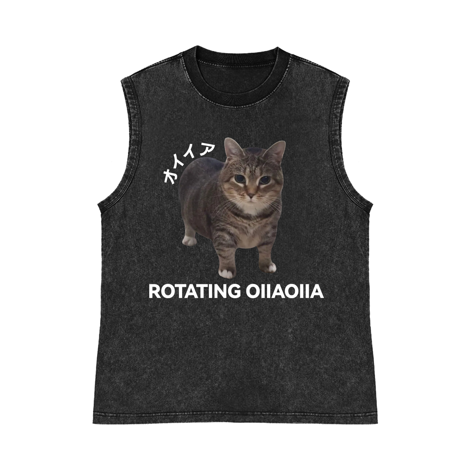 OIIA Cat Pure Cotton Wash-Dyed Sleeveless Tank Top