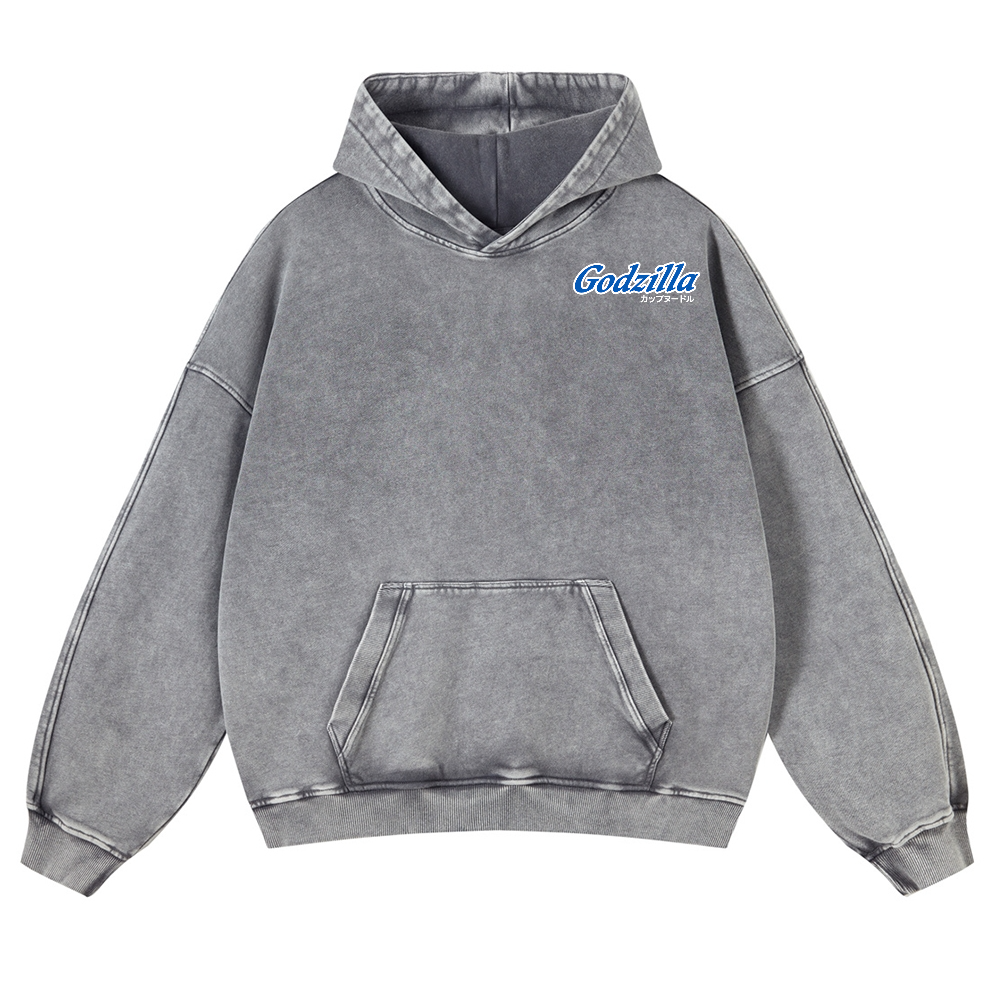 Kaiju Cup Noodles Vintage Washed Cotton Back Art Hoodie