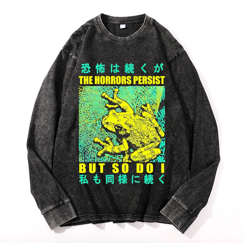 Vintage Cotton Wash Crewneck Long-Sleeve T-Shirt