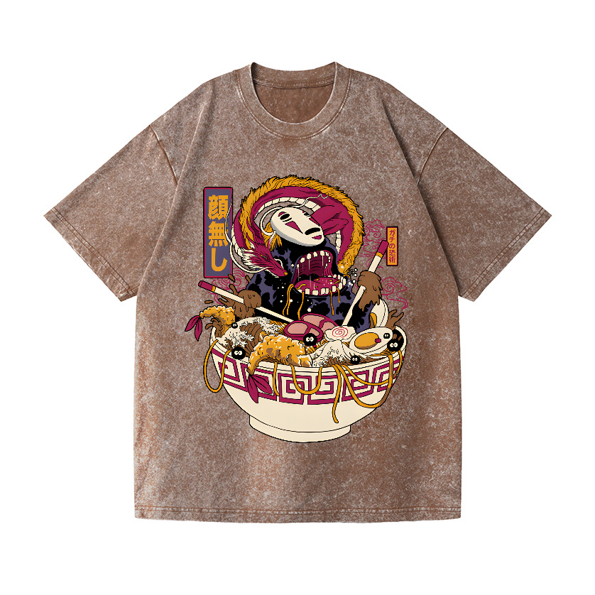 No Face Kaonashi Ramen Vintage Wash Japanese Design T-Shirt