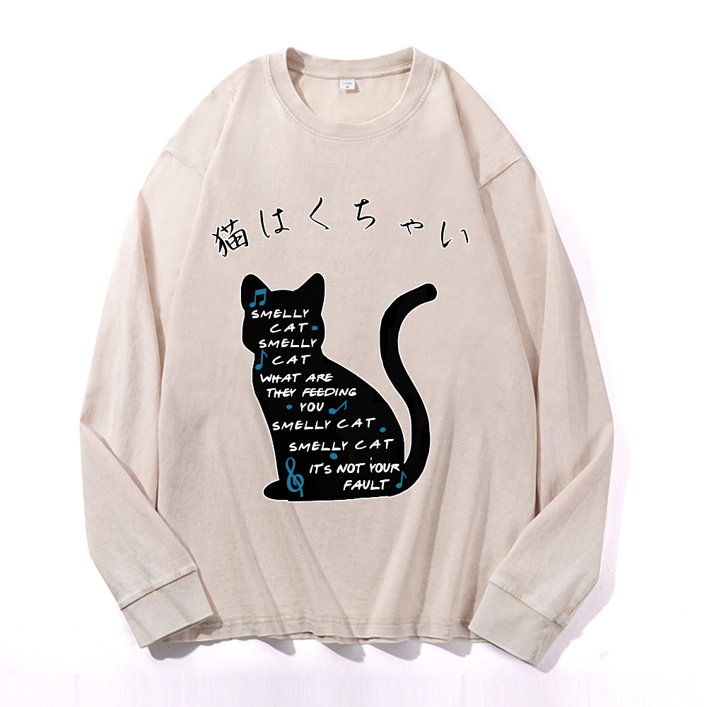 Vintage Cotton Wash Crewneck Long-Sleeve T-Shirt