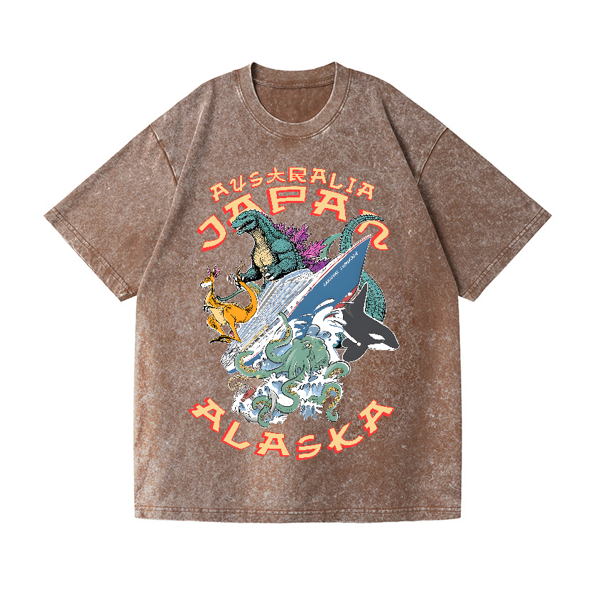 Japan Alaska Kaiju Vintage Wash Japanese Design T-Shirt