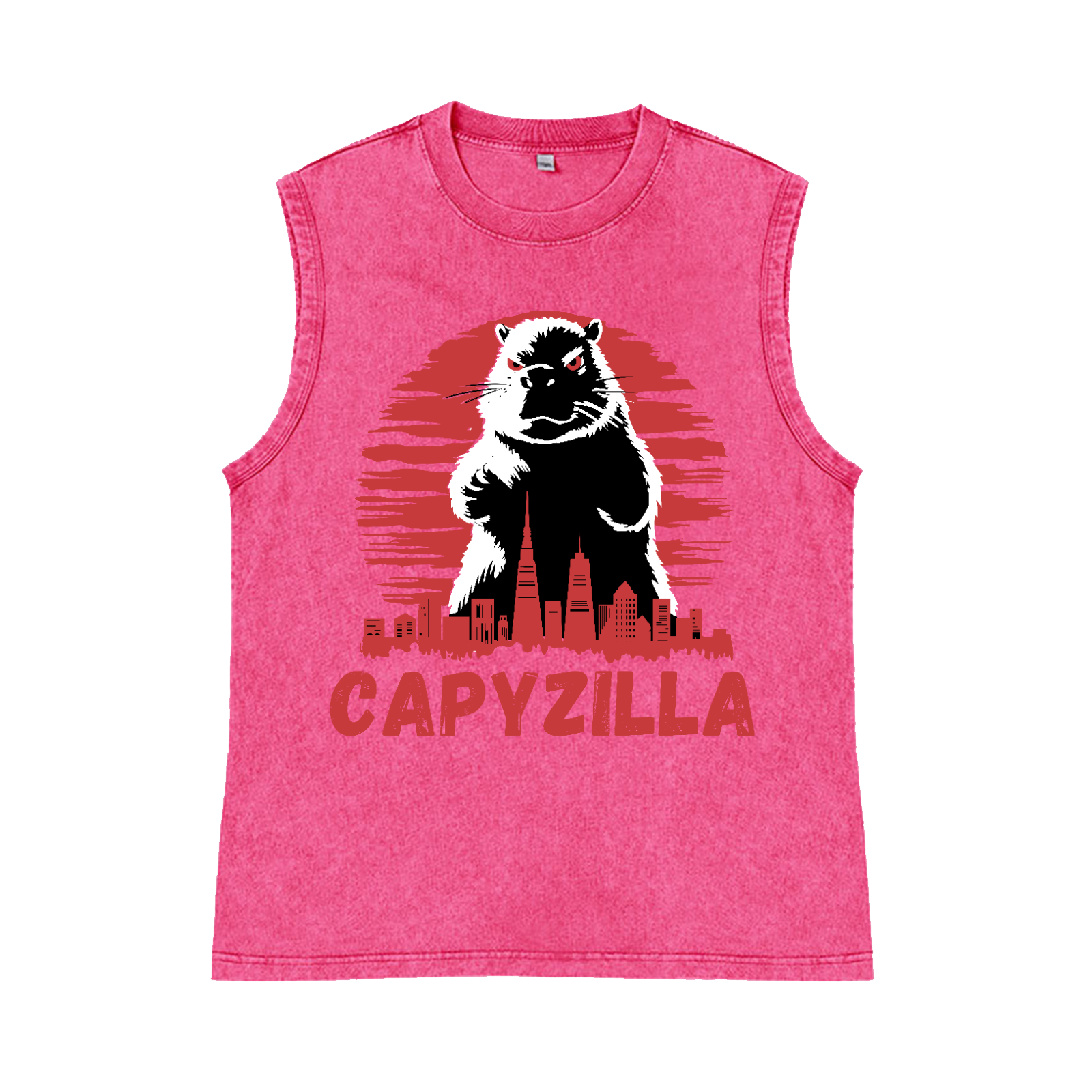 Capybara Kaiju Capyzilla Pure Cotton Wash-Dyed Sleeveless Tank Top