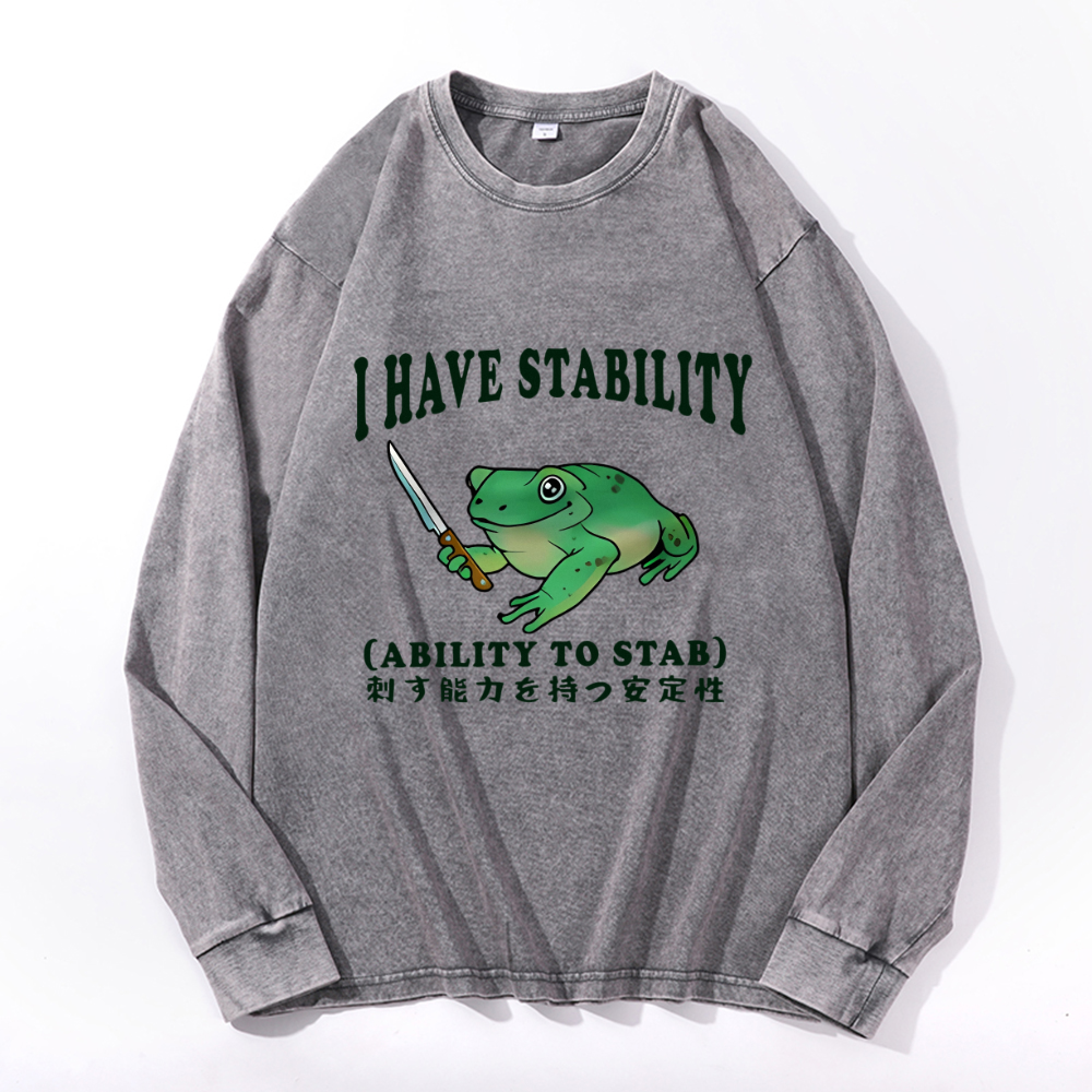 Vintage Cotton Wash Crewneck Long-Sleeve T-Shirt