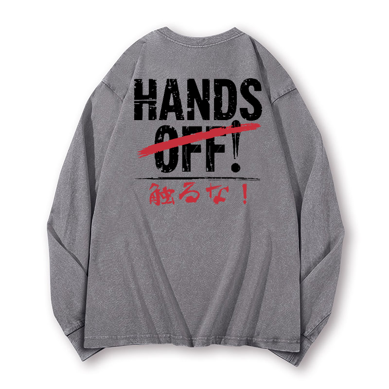Hands Off Vintage Washed Cotton Back Art Long-sleeve T-shirt