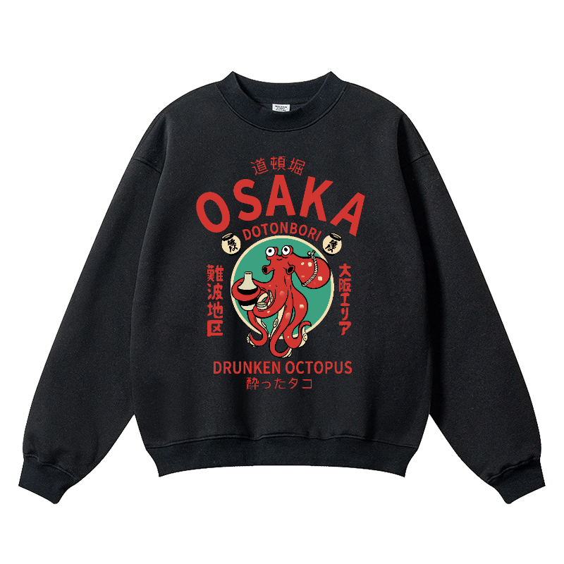 Osaka Drunken Octopus Vintage Cotton Blend Crewneck Sweatshirt