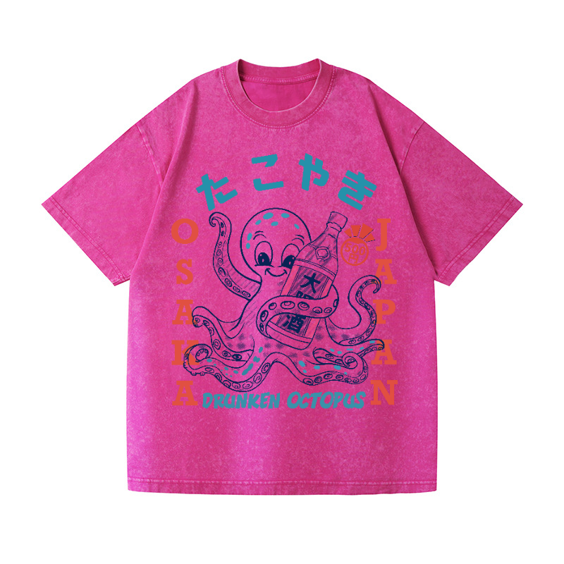 Drunken Octopus Vintage Wash Japanese Design T-Shirt