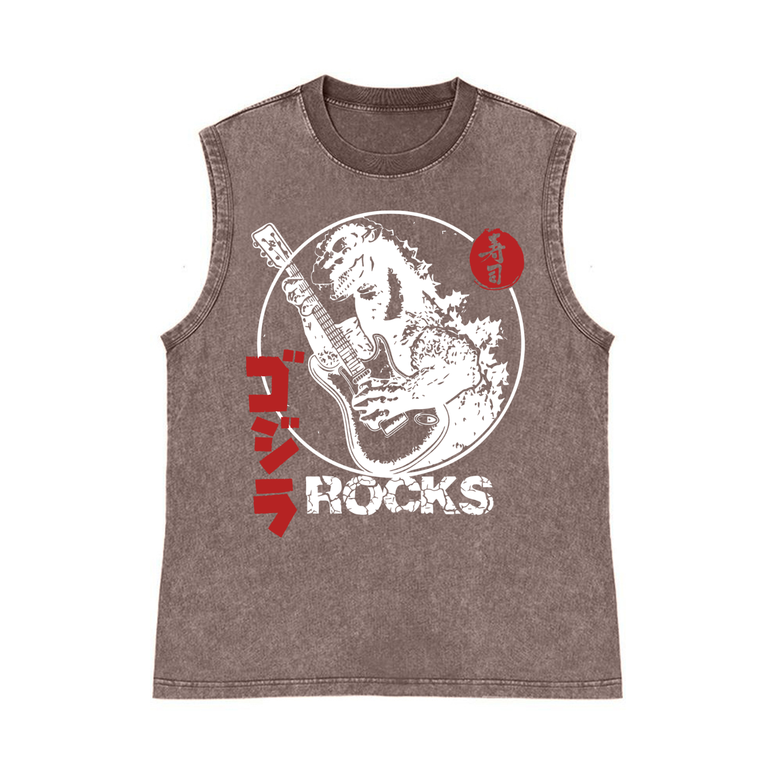 Rock Kaiju Pure Cotton Wash-Dyed Sleeveless Tank Top