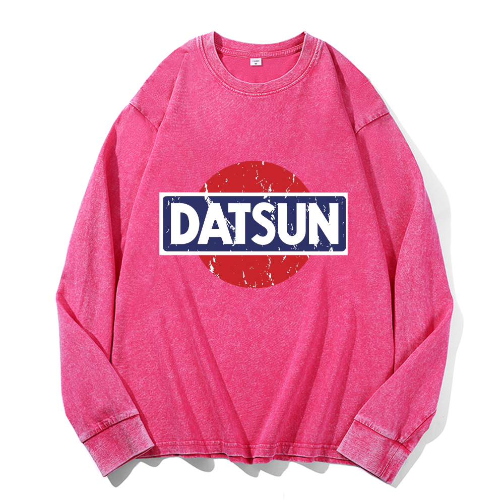 Vintage Cotton Wash Crewneck Long-Sleeve T-Shirt