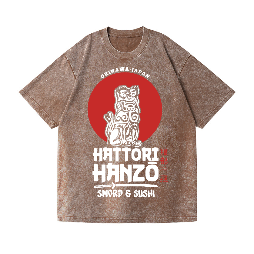 Okinawa Hattori Hanzo Komainu Vintage Wash Japanese Design T-Shirt