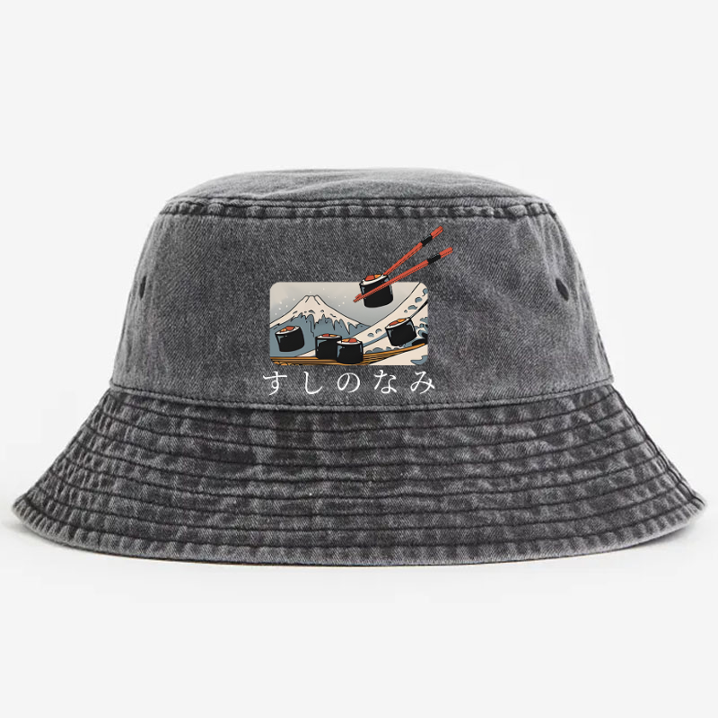 Sushi Great Wave Vintage 100% Cotton Bucket Hat