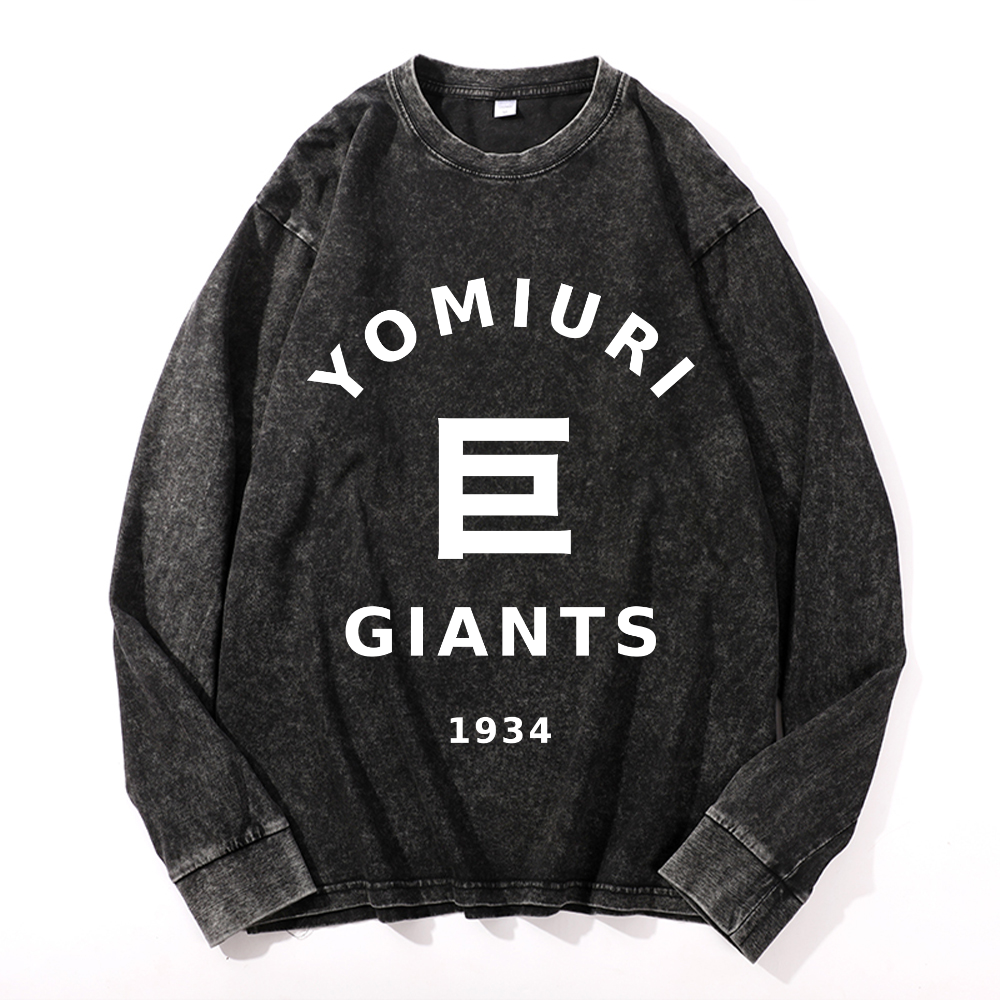 Vintage Cotton Wash Crewneck Long-Sleeve T-Shirt