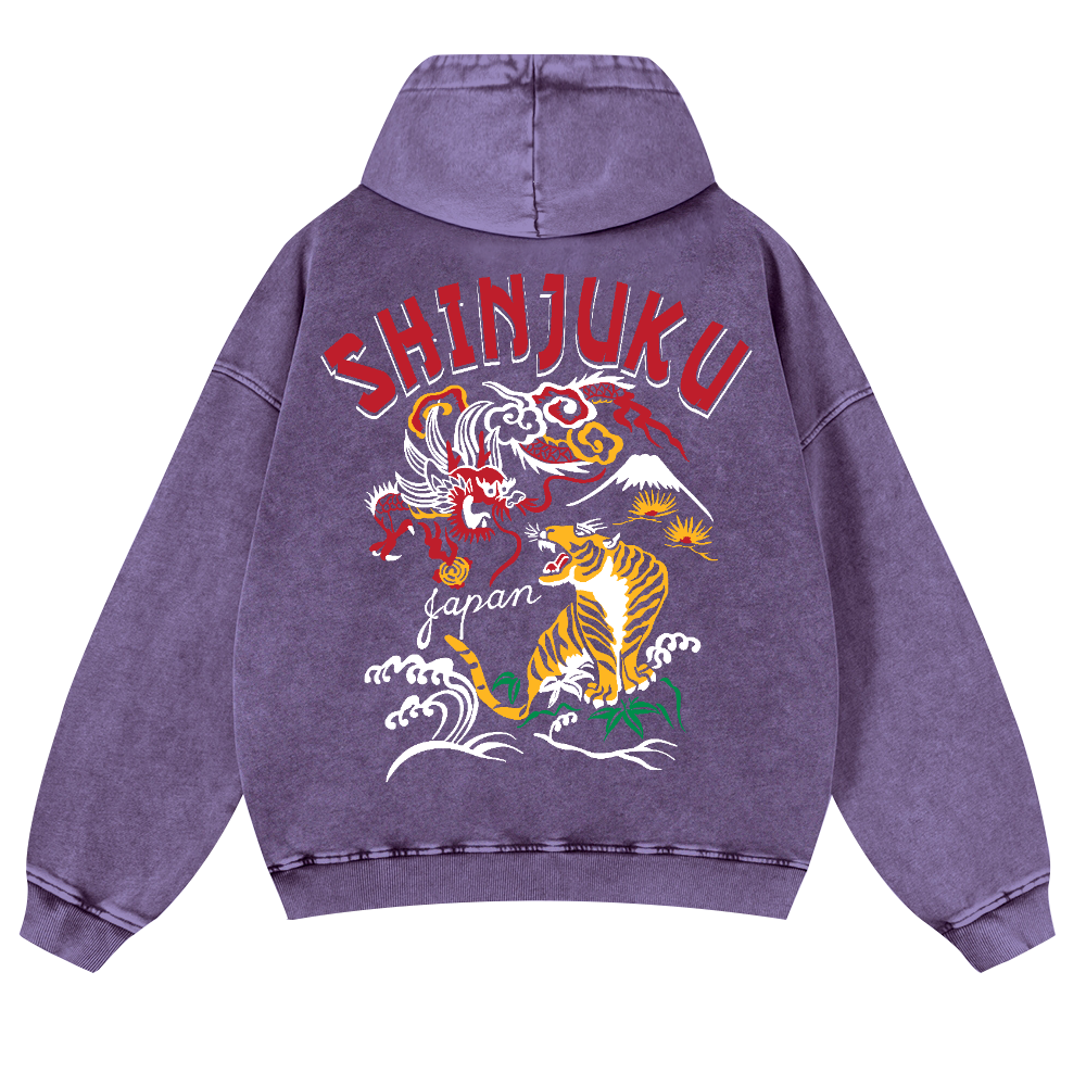 Shinjuku Tiger Loong Vintage Washed Cotton Back Art Hoodie
