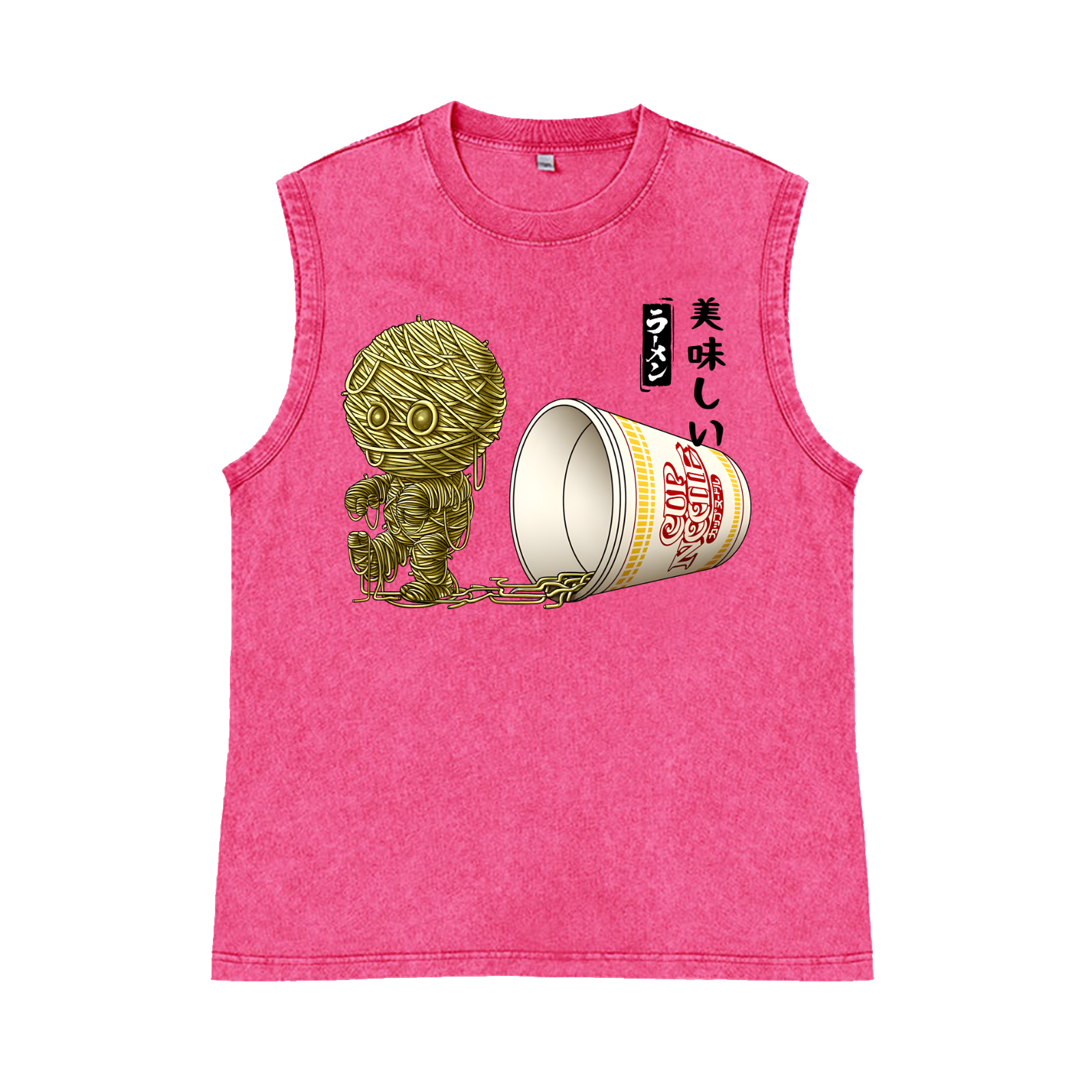 Ramen Mummy Pure Cotton Wash-Dyed Sleeveless Tank Top