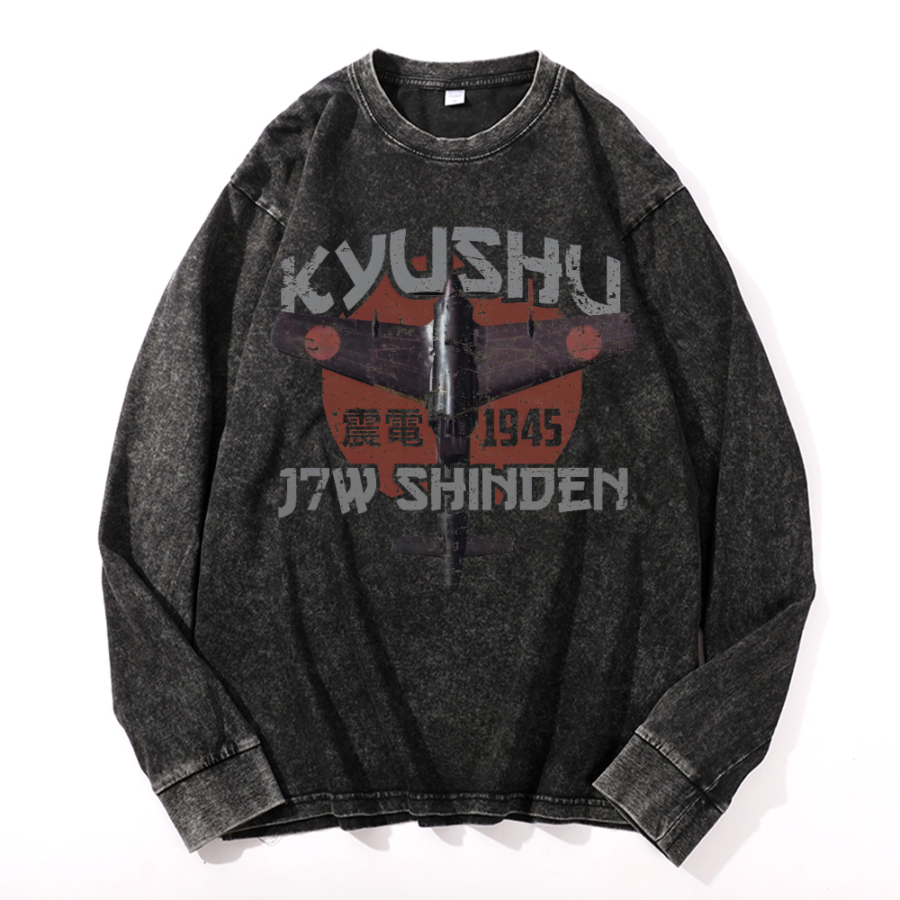 Kyushu J7W Shinden Fighter Vintage Cotton Wash Long-sleeve T-shirt