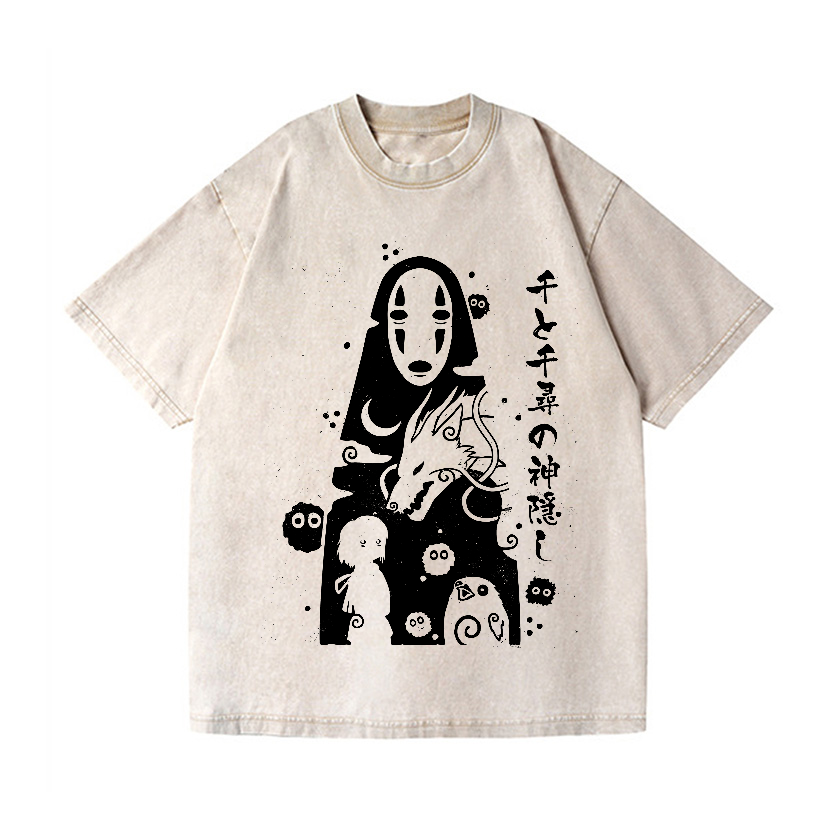 Ghibli Spirit Away No Face Kaonashi Vintage Wash Japanese Design T-Shirt